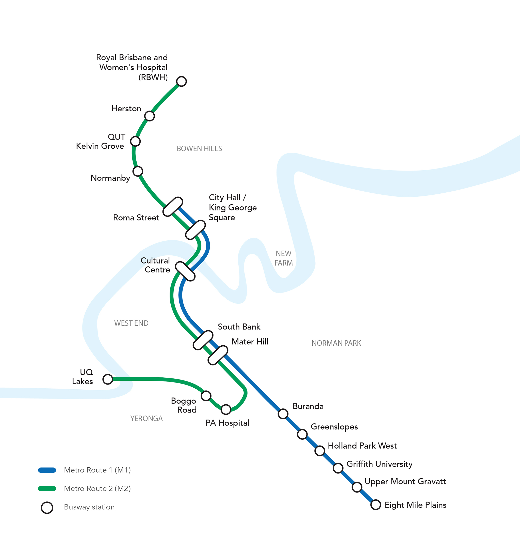This is a map of the Metro network including M1 and M2 routes and stations along with proposed expansions to the network.